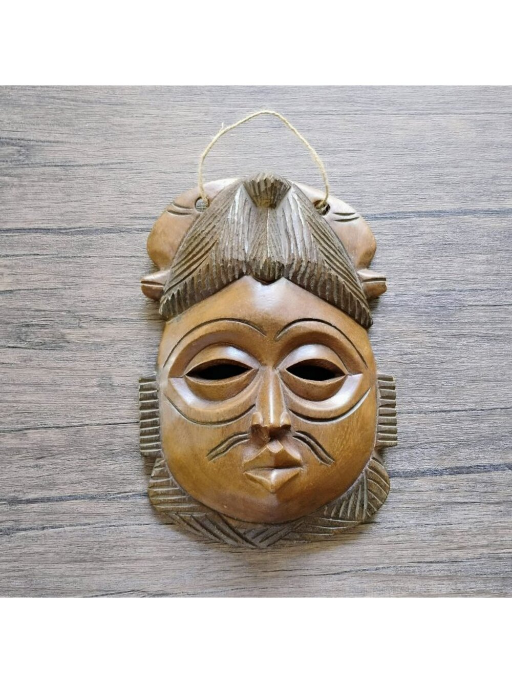 Vintage Hand Carved African Solid Wood Mask Wall Decor, Wooden Tribal Ethnic Art